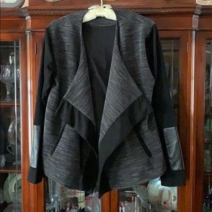 DKNY Black Gray Open Front Cardigan